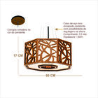 Luminária Decorativa Madeira Pendente Copacabana Octa 60cm Fr