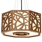 Luminária Decorativa Madeira Pendente Copacabana Octa 60cm Fr