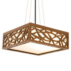 Luminária Decorativa Madeira Pendente Copacabana Quad 45cm Am