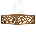 Luminária Decorativa Madeira Pendente Copacabana Quad 45cm Am