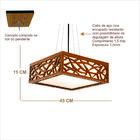 Luminária Decorativa Madeira Pendente Copacabana Quad 45cm Am