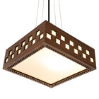 Luminária Decorativa Madeira Pendente Enseada Quad 45cm Pau F