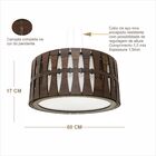 Luminária Decorativa Madeira Pendente Redondo Maracaju 60cm P