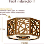 Luminária Decorativa Madeira Plafon  Copacabana Octa 25cm Fre