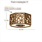 Luminária Decorativa Madeira Plafon  Copacabana Octa 45cm Fre