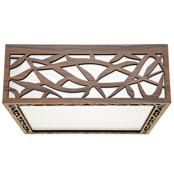 Luminária Decorativa Madeira Plafon Copacabana Quad 20cm Pau