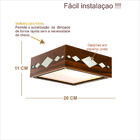 Luminária Decorativa Madeira Plafon Maresias Mirror 20cm Pau