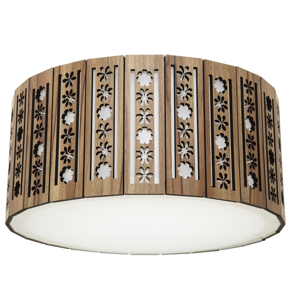 Luminária Decorativa Madeira Plafon Porto Belo Red 45cm Nogue