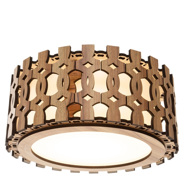 Luminária Decorativa Madeira Plafon Redondo Encantadas 45cm N