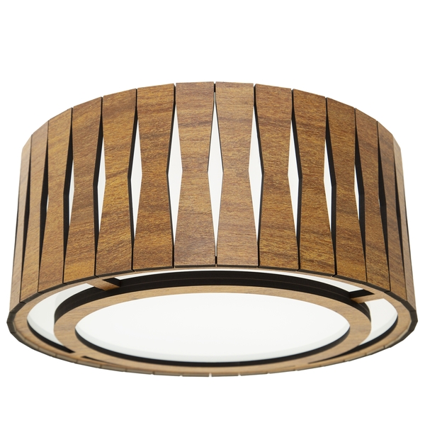 Luminária Decorativa Madeira Plafon Redondo Guaritá 35cm Frei