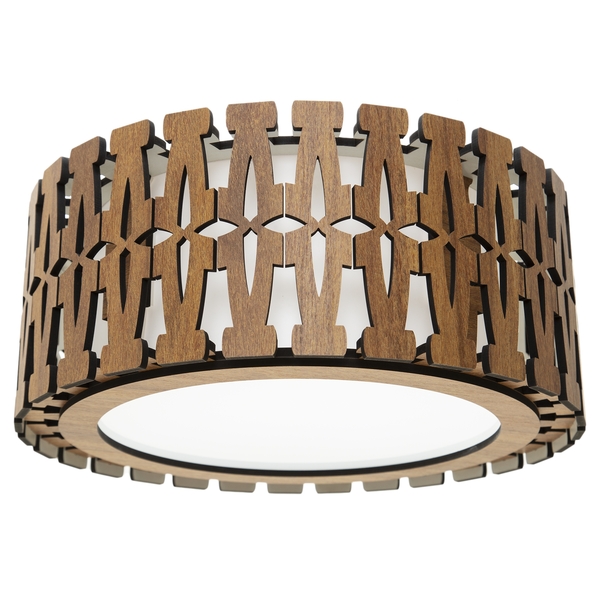 Luminária Decorativa Madeira Plafon Redondo Ubatuba 35cm Frei