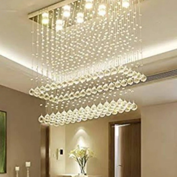 Luminária Em Cristais Torre Para Escritório / Recepção Base