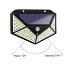 Luminária Energia Solar Parede 100 Led Sensor Presença 3 Funç