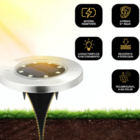 Luminária Espeto Led Jardim Solar Redonda Ip65 Grama Chão Ilu