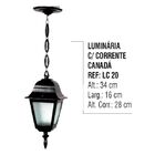Luminária Externa E Interna Canadá Com Corrente Em Alumínio