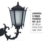 Luminária Francesa Com Braço Externo/interno Alumínio 63cm