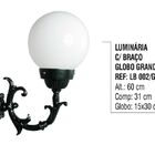 Luminária Globo Grande Com Braço Externa/interna Em Alumínio