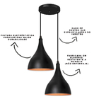 Luminária Gota Dupla Preto Fosco / Cobre