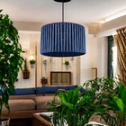 Luminária Grande Corda Náutica Azul 50cm Pendente Teto + Fio