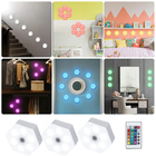 Luminaria Hexagonal Colorido  Led Controle Remoto Rgb 3 Unida