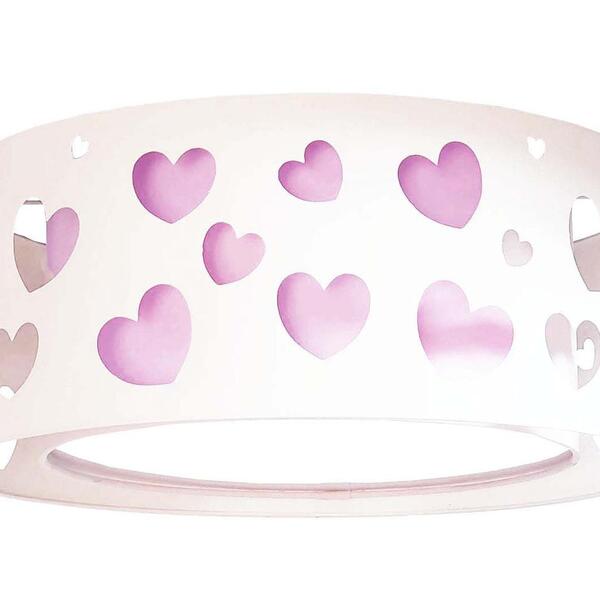 Luminária Infantil Plafon Corações Duplo Lilás 40x16