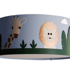 Luminária Infantil Plafon Safari Cúpula Tecido 30x15 Cm  Azul