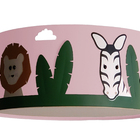 Luminária Infantil Plafon Safari Cúpula Tecido 30x15 Cm  Rosa