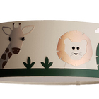 Luminária Infantil Plafon Safari Cúpula Tecido 40x15 Cm  Cru5