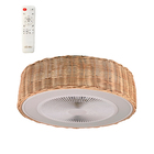 Luminária LED Aliseu Rattan Bivolt com Circulador de Ar e Controle Remoto