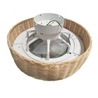 Luminária LED Aliseu Rattan Bivolt com Circulador de Ar e Controle Remoto