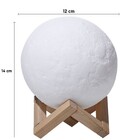 Luminária Led Lua 3d Umidificador Suporte De Madeira + Fonte