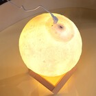 Luminária Led Lua 3d Umidificador Suporte De Madeira + Fonte