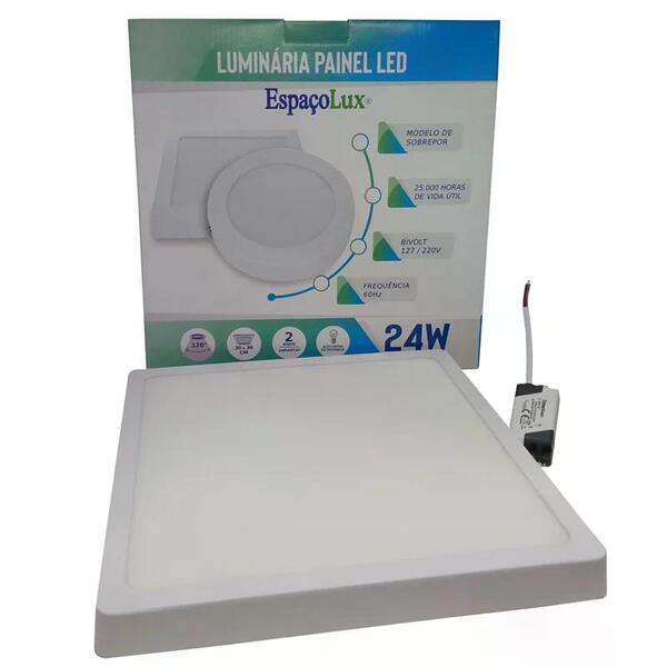 Luminária Led Plafon Sobrepor Espaçolux Quadrada Amarela 24w