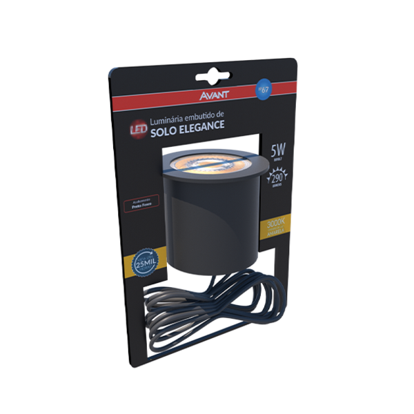 Luminária Led Solo Elegance Preto Fosco 3000k 5w Branco Quent