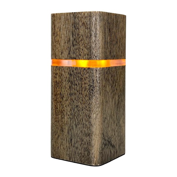 Luminária Log Led 110v Decorativa De Mesa Preta Em Madeira -