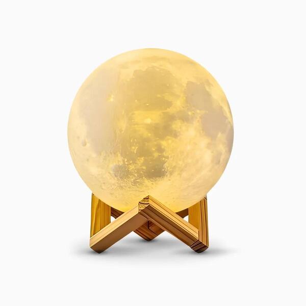 Luminária Lua Cheia 3d Abajur Decorativa Usb Com Suporte