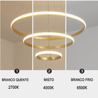 Luminaria Lustre 3 Em 1 Aneis Arco Perfil Led Infinito Ajusta