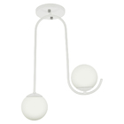 Luminária Lustre Aro Jabuticaba 2 Globos De Vidro Branco