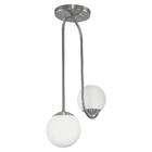 Luminária Lustre Aro Jabuticaba 2 Globos De Vidro Prata