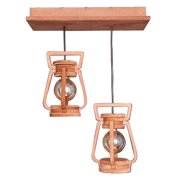 Luminária Lustre Pendente 2 Lampião 5 Peças 110/220 V