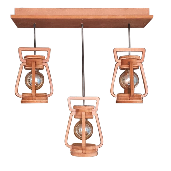 Luminária Lustre Pendente 3 Lampião 5 Peças 110/220 V