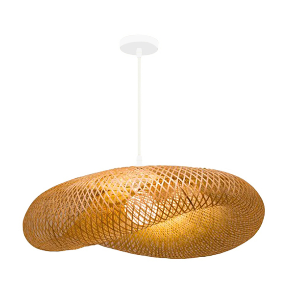 Luminária Lustre Pendente Bambu Candel Moderno De Teto Com So