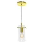 Luminaria Lustre Pendente Cilindrico Cubo De Vidro Dourado