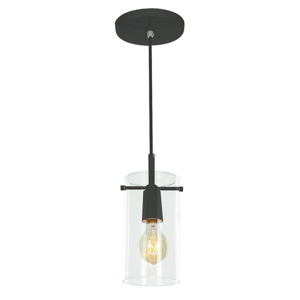Luminaria Lustre Pendente Cilindrico Cubo De Vidro Preto
