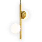 Luminária Lustre Pendente de Teto Sala 2 Globos 14cm Dourado