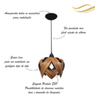 Luminária Lustre Pendente E27 Madeira Teto Sala Cozinha Lúpul