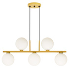 Luminária Lustre Pendente Jabuticaba 5 Globos Vidro Dourado
