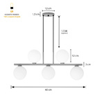 Luminária Lustre Pendente Jabuticaba 5 Globos Vidro Dourado