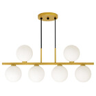 Luminária Lustre Pendente Jabuticaba 6 Globos Vidro Dourado