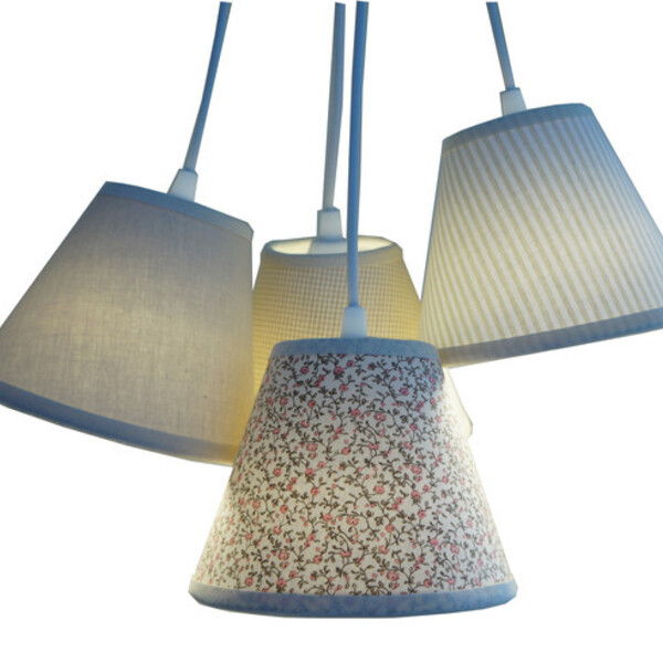 Luminária Lustre Pendente Luminária Cacho 4 Cúpulas Teciods T